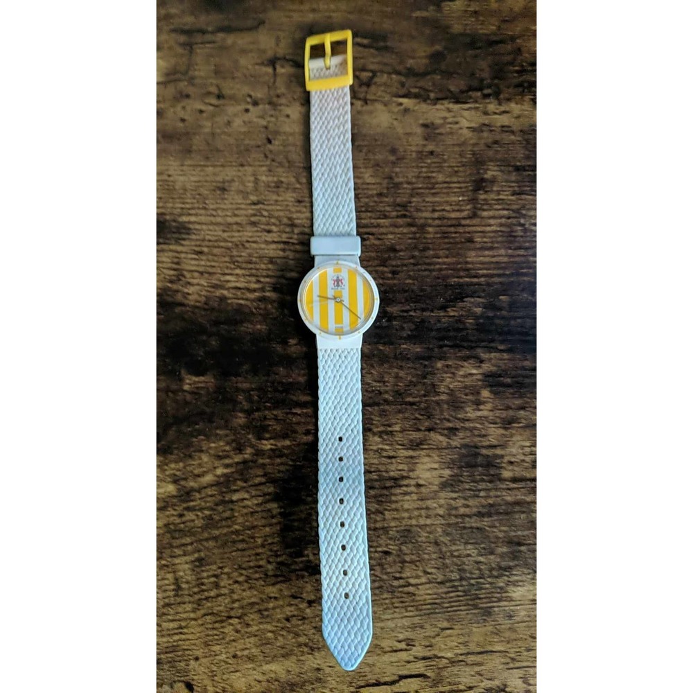 Giorgio Women's Yellow and White Band Watch Swiss Made - Needs Battery